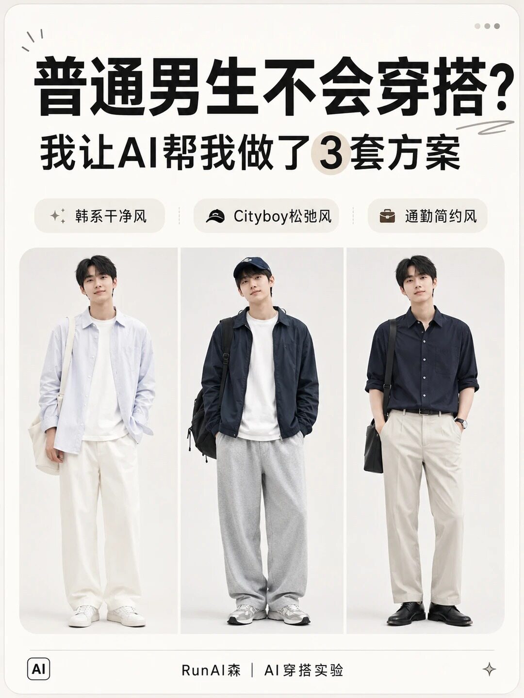 普通男生不会穿搭?我让AI帮我做了3套方案-有一UIIYII