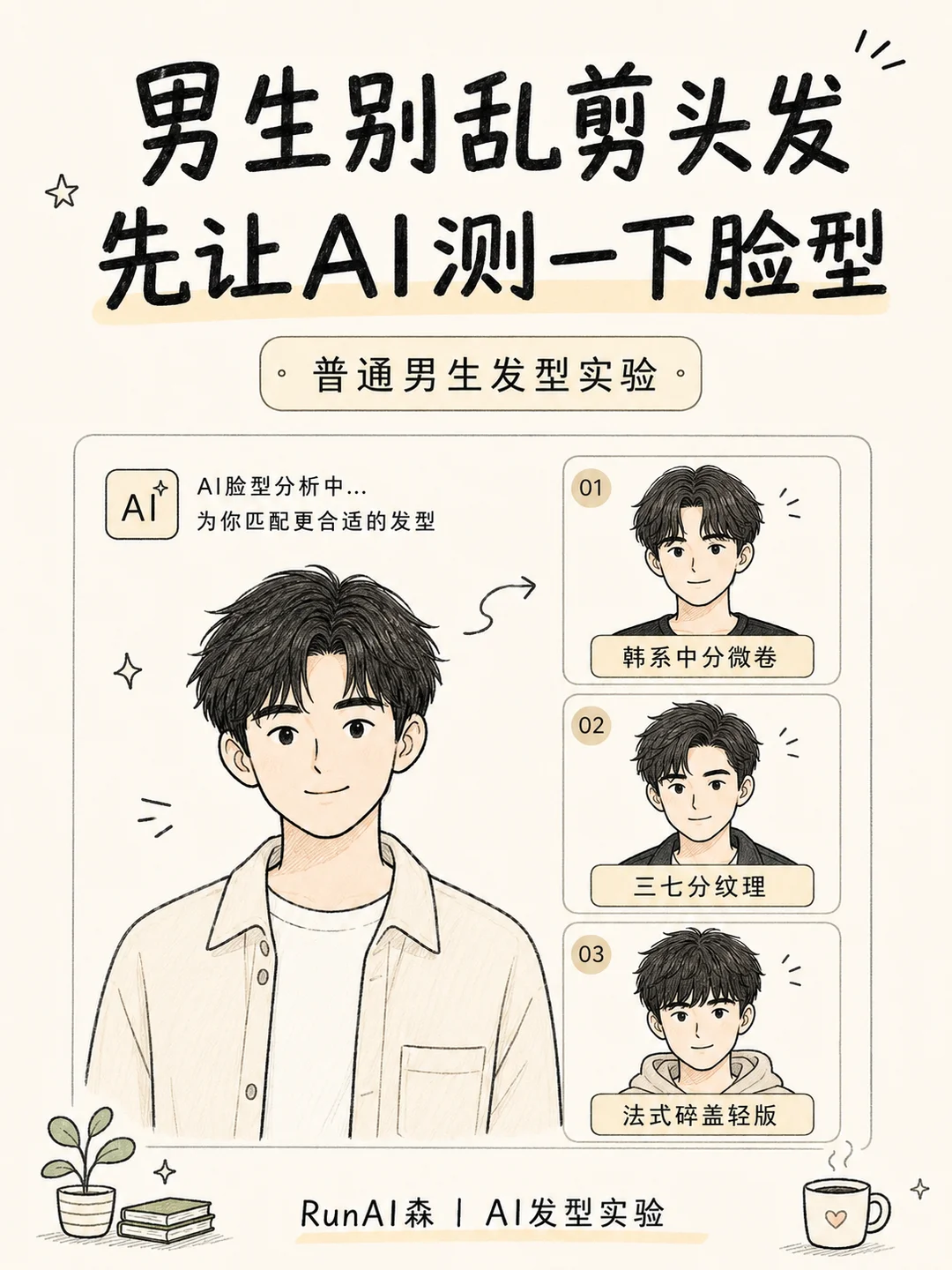 普通男生剪头发前，先让AI帮你测一下脸型-有一UIIYII