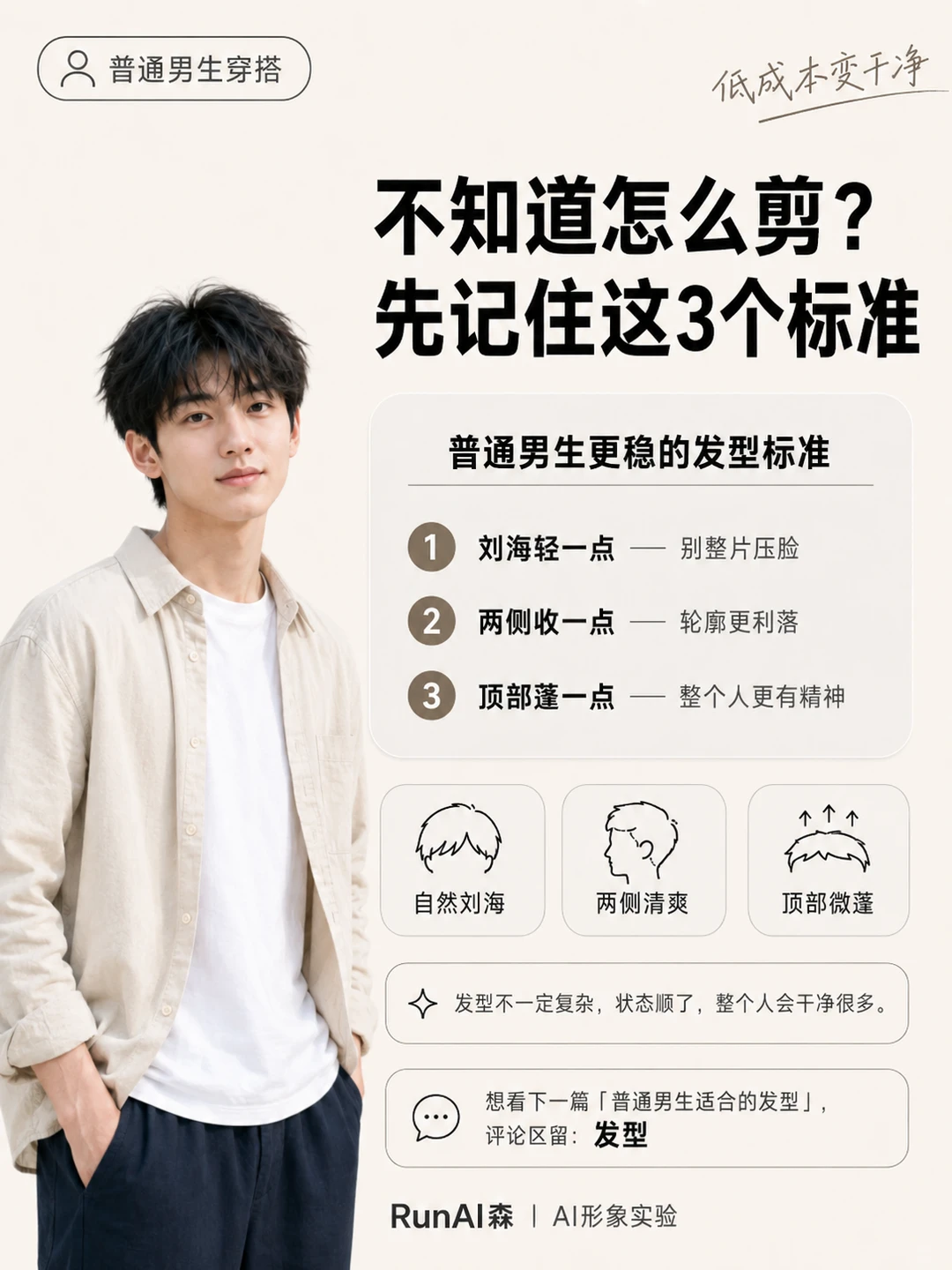 普通男生想变干净，发型别太厚-有一UIIYII