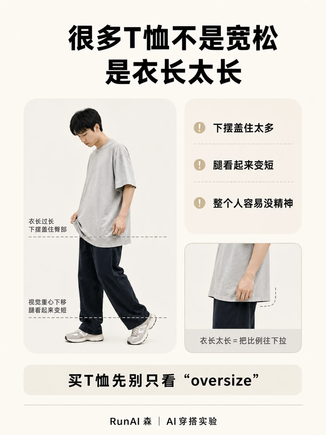 现在T恤都太长,男生怎么买才不显拖-有一UIIYII
