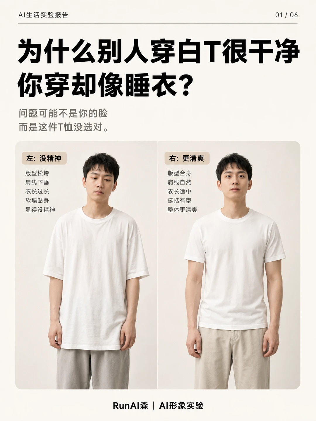 为什么别人穿白T很干净，你穿却像睡衣？-有一UIIYII